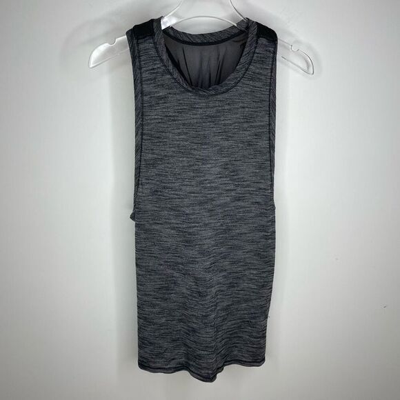 Lululemon Tank Lot Power Y &‎ Crew Built In Bra Top 4 6 Gray Black Workout Gym - Picture 3 of 11